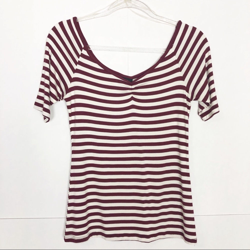 NWT Bobeau striped raglan sleeve jersey knit tee